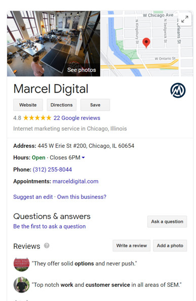 Google My Business rich snippet