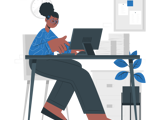 woman working at desk