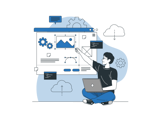 Cartoon man editing website