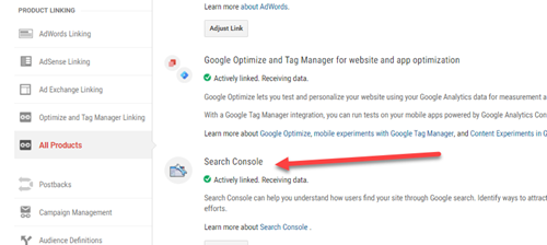Search Console linking