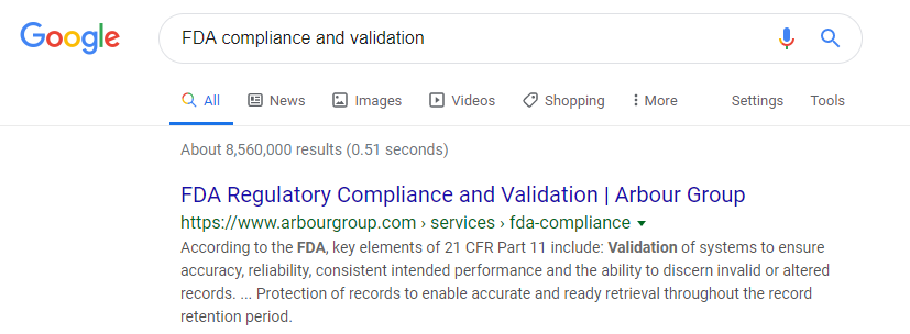FDA Compliance ranking