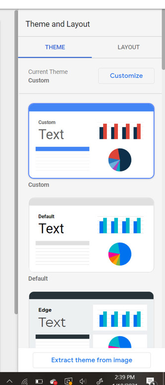 Google Data Studio theme and layout