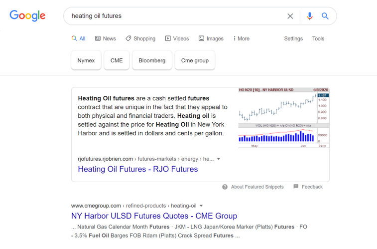 heating oil futures search