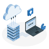 Cartoon cloud hosting graphic
