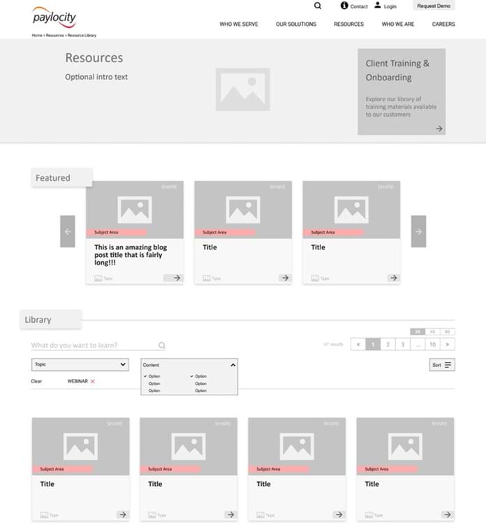 Resource Page Wireframe